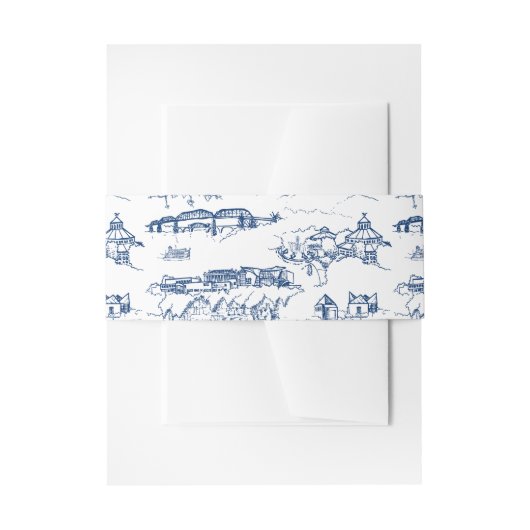 Bandeau De Faire-part Chattanooga Toile Navy et Blanc (Devant example)