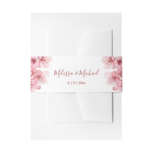 Bandeau De Faire-part Cherry Blossom Pink White Wedding (Devant example)