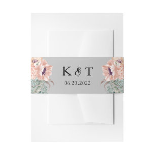 Bandeau De Faire-part Chic Blush Floral Faire-part de mariage Belly Band