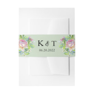 Bandeau De Faire-part Chic Blush Floral Faire-part de mariage Belly Band