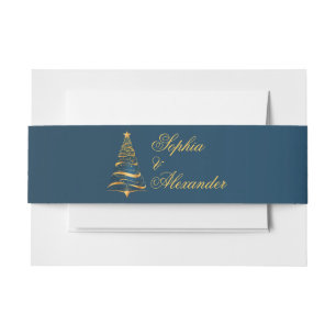 Bandeau De Faire-part Chic Elegant Arbre de Noël Doré Mariage