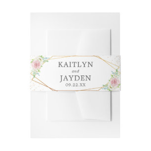 Bandeau De Faire-part Chic Géométrique Mariage floral à huile d'or