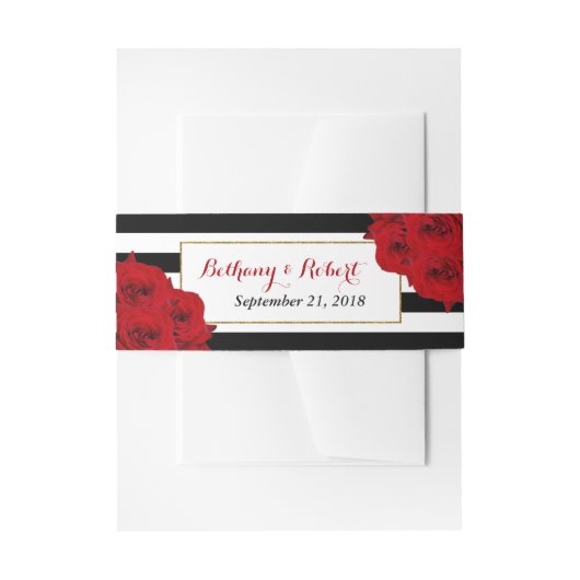 Bandeau De Faire-part Chic Moderne Luxe Mariage Collection - Roses rouge (Devant example)
