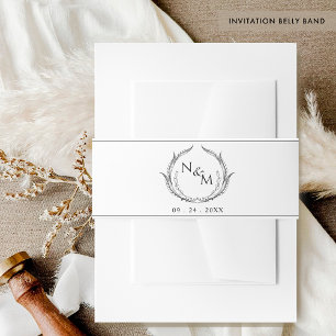 Bandeau De Faire-part Chic noir et blanc Monogram Crest Mariage