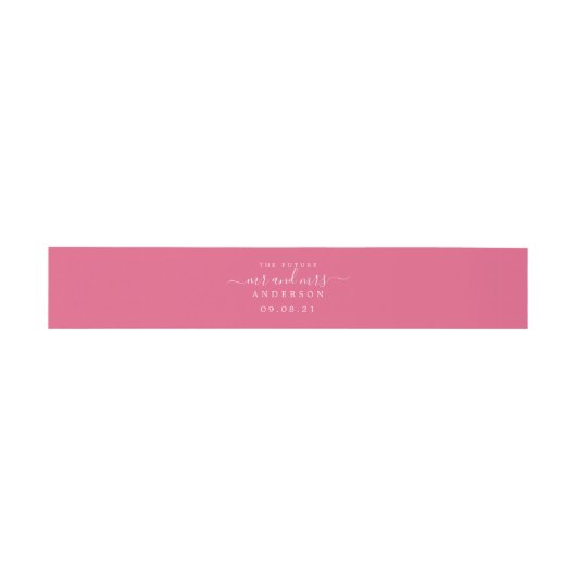 Bandeau De Faire-part Chic Script Future M. Mme Hot Pink Mariage (Plat)