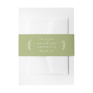 Bandeau De Faire-part Chic Script Future M. Mme Mariage Date Leaf Green