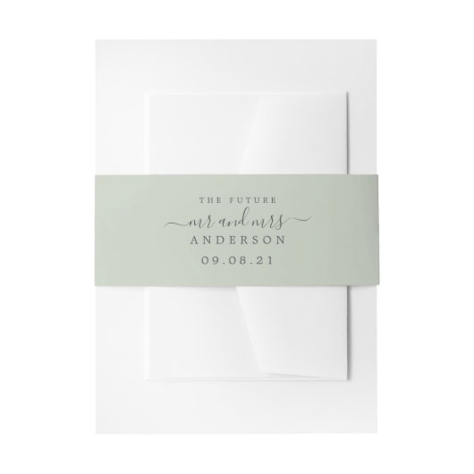 Bandeau De Faire-part Chic Script Future M. Mme Pastel Mariage verte (Devant example)