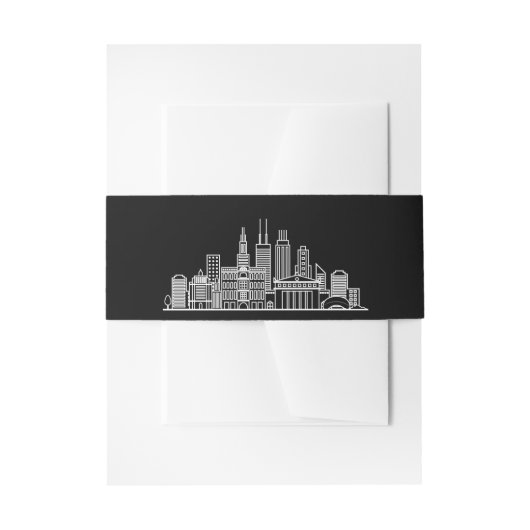 Bandeau De Faire-part Chicago Skyline | Mariage noir et blanc (Devant example)