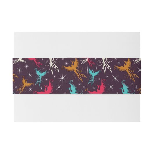 Bandeau De Faire-part Chiffre motif d'oiseaux de Phoenix (Dos exemple)