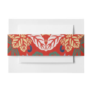Bandeau De Faire-part Chinoiserie Rouge Floral Hawaïen Kimono Japonais