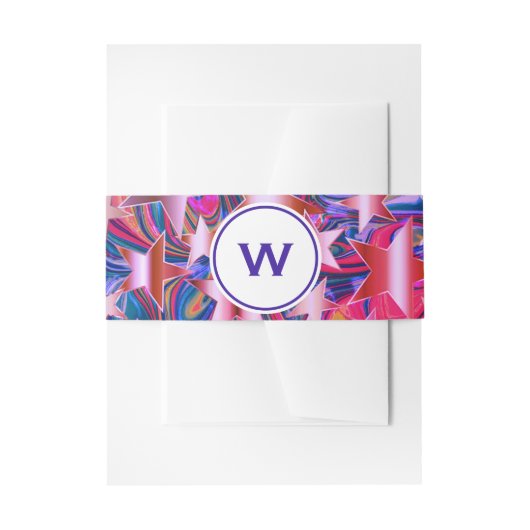 Bandeau De Faire-part CHRISTMAS ÉTOILES Abstrait Purple Lilac MONOGRAM (Devant example)