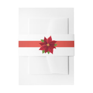 Bandeau De Faire-part Christmas Poinsettia Invitation Belly Band