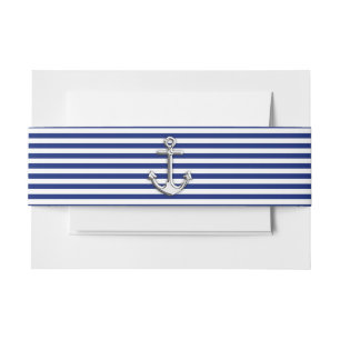 Bandeau De Faire-part Chrome Anchor on Navy Stripes