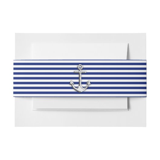 Bandeau De Faire-part Chrome Anchor on Navy Stripes (Devant Example)