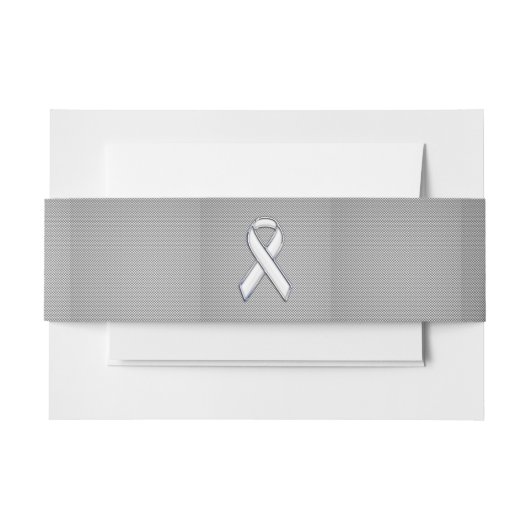 Bandeau De Faire-part Chrome Comme White Ribbon Sensibilisation Fibre de (Devant Example)