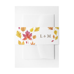 Bandeau De Faire-part Chute Feuille Garland Automne Mariage Monogramme
