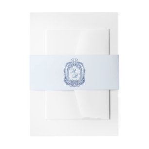 Bandeau De Faire-part Cimier baroque Paraphe bleu Mariage