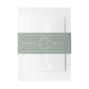 Bandeau De Faire-part Cimier vert de Sage moderne Monogramme Mariage Inv