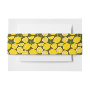 Bandeau De Faire-part Citrons jaunes et motif vert olive : Citrus modern