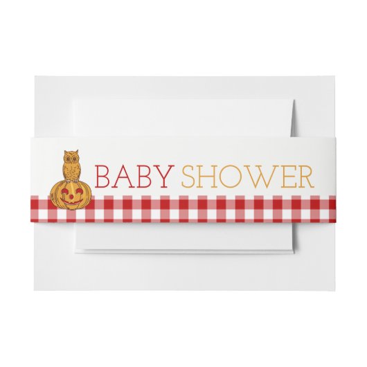 Bandeau De Faire-part Citrouille Owl & En vichy Baby shower (Devant Example)