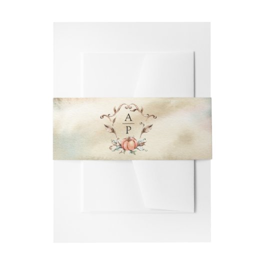 Bandeau De Faire-part Citrouille romantique Crest Monogramme Mariage (Devant example)