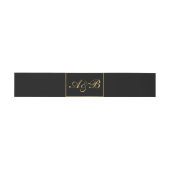 Bandeau De Faire-part Clair Mariage Belly Band Gold Initiales Noir (Plat)