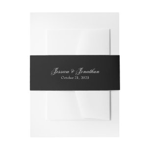 Bandeau De Faire-part Classic Black and White Invitation Belly Band