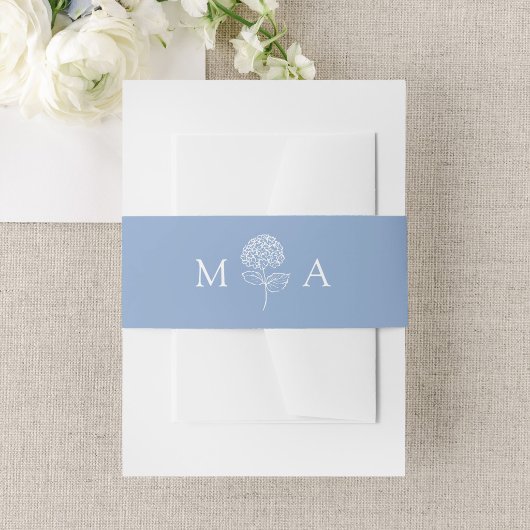 Bandeau De Faire-part Classic Blue Hydrangea Monogram Wedding