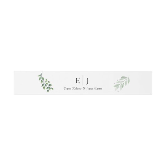 Bandeau De Faire-part Classic Greenery Monogram Invitation Belly Band (Plat)