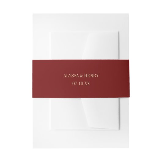 Bandeau De Faire-part Classic Minimalistic Wine Red Custom Wedding Names (Devant example)