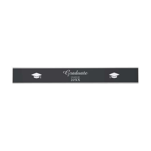 Bandeau De Faire-part Classic Noir Script Calligaphie Emblème Graduation (Plat)
