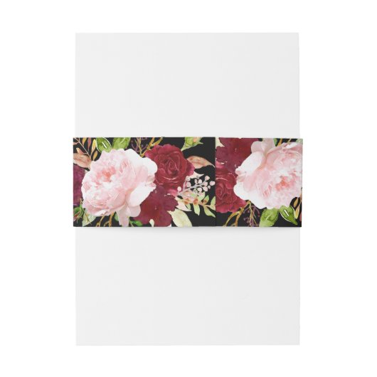 Bandeau De Faire-part Classique Tropical Noir et Mariage Bourgogne (Dos Example)