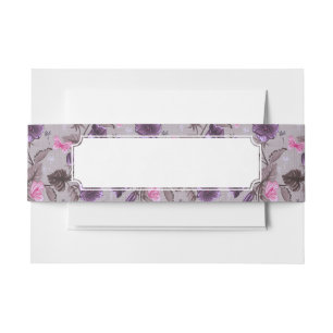 Bandeau De Faire-part cloches de main violettes et motif de papillons