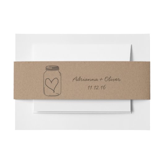 Bandeau De Faire-part Coeur Brown rustique de pot de maçon de motif de (Devant Example)