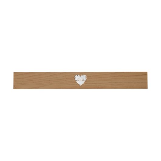 Bandeau De Faire-part Coeur de papier sur bois avec mariage monogramme (Plat)