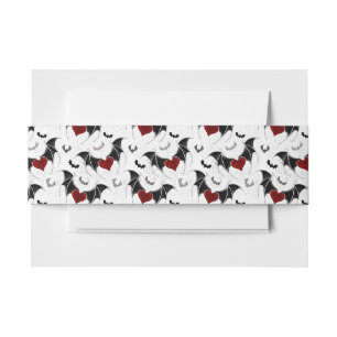 Bandeau De Faire-part Coeur d'Halloween avec ailes de chauve-souris noir