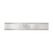 Bandeau De Faire-part Coeurs et ruban - Blanc/Argent (Plat)