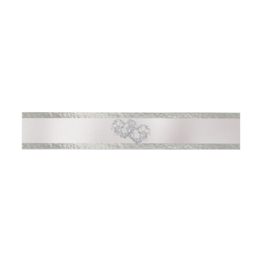 Bandeau De Faire-part Coeurs et ruban - Blanc/Argent (Plat)