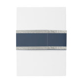 Bandeau De Faire-part Coeurs et ruban - Bleu/Argent (Dos Example)