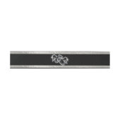Bandeau De Faire-part Coeurs et ruban - Noir/Argent (Plat)