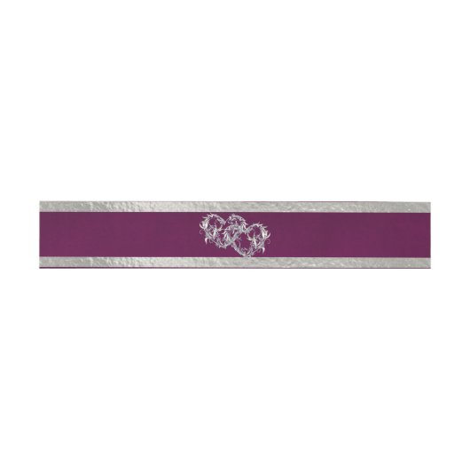 Bandeau De Faire-part Coeurs et ruban - Violet/Argent (Plat)