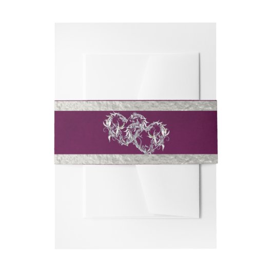 Bandeau De Faire-part Coeurs et ruban - Violet/Argent (Devant example)