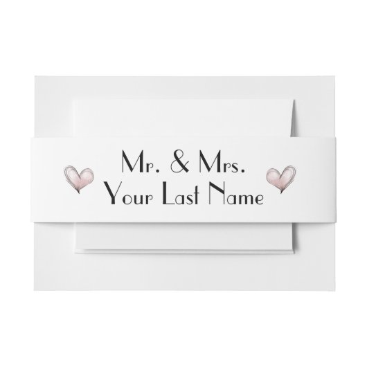 Bandeau De Faire-part Cœurs roses simples modernes Mr + Mrs (Devant Example)