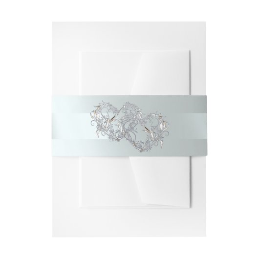 Bandeau De Faire-part Cœurs & Ruban - Argent/Argent (Devant example)