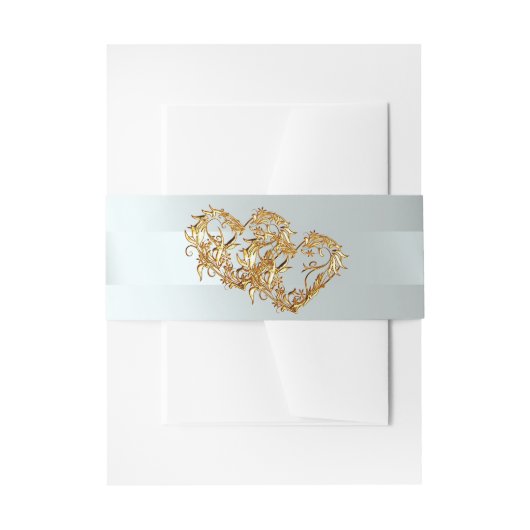 Bandeau De Faire-part Cœurs & Ruban - Argent/Or (Devant example)