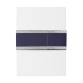 Bandeau De Faire-part Coeurs & Ruban - Bleu Marine/Argent (Dos Example)