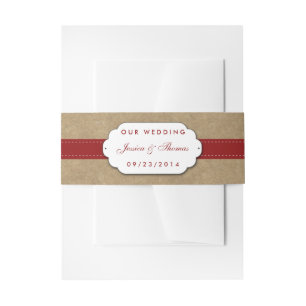 Bandeau De Faire-part Collection Kraft, dentelle et tournesol - Rouge