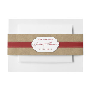 Bandeau De Faire-part Collection Kraft, dentelle et tournesol - Rouge