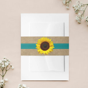 Bandeau De Faire-part Collection Kraft, dentelle et tournesol - Turquois