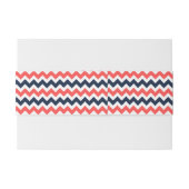 Bandeau De Faire-part Collection Mariage moderne Chevron Marine & Coral (Dos exemple)